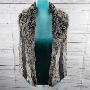 XOXO Faux Fur Brown Cable Knit Sleeveless Collared Vest Women's Size Medium